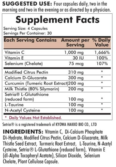 Toxicity Control - 120 capsules - ingredients